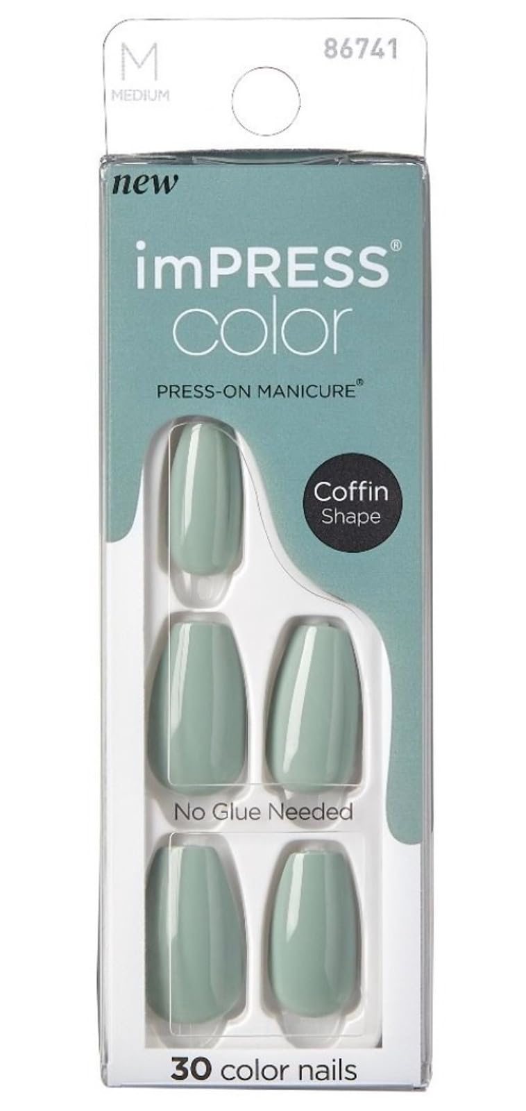REF_P_0_Impress Color Nails Medium Coffin Shape 508 Going Green