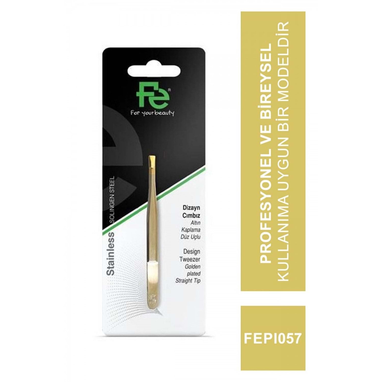 REF_P_0_Fe Design Tweezer Golden Plated Straight Tip