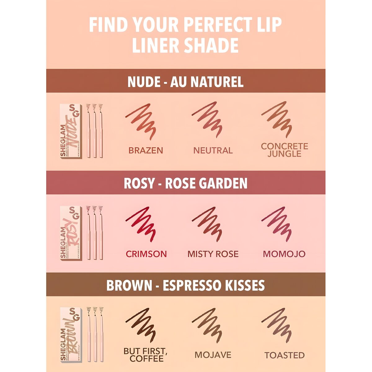Sheglam Lip Liner Set Rose