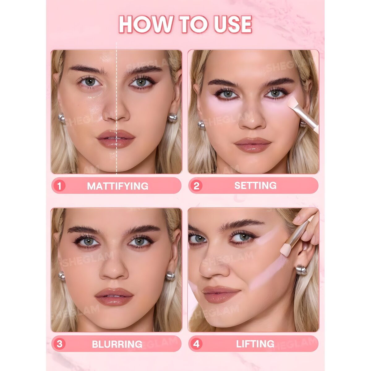 Sheglam blush&lift setting powder duo bubblegum