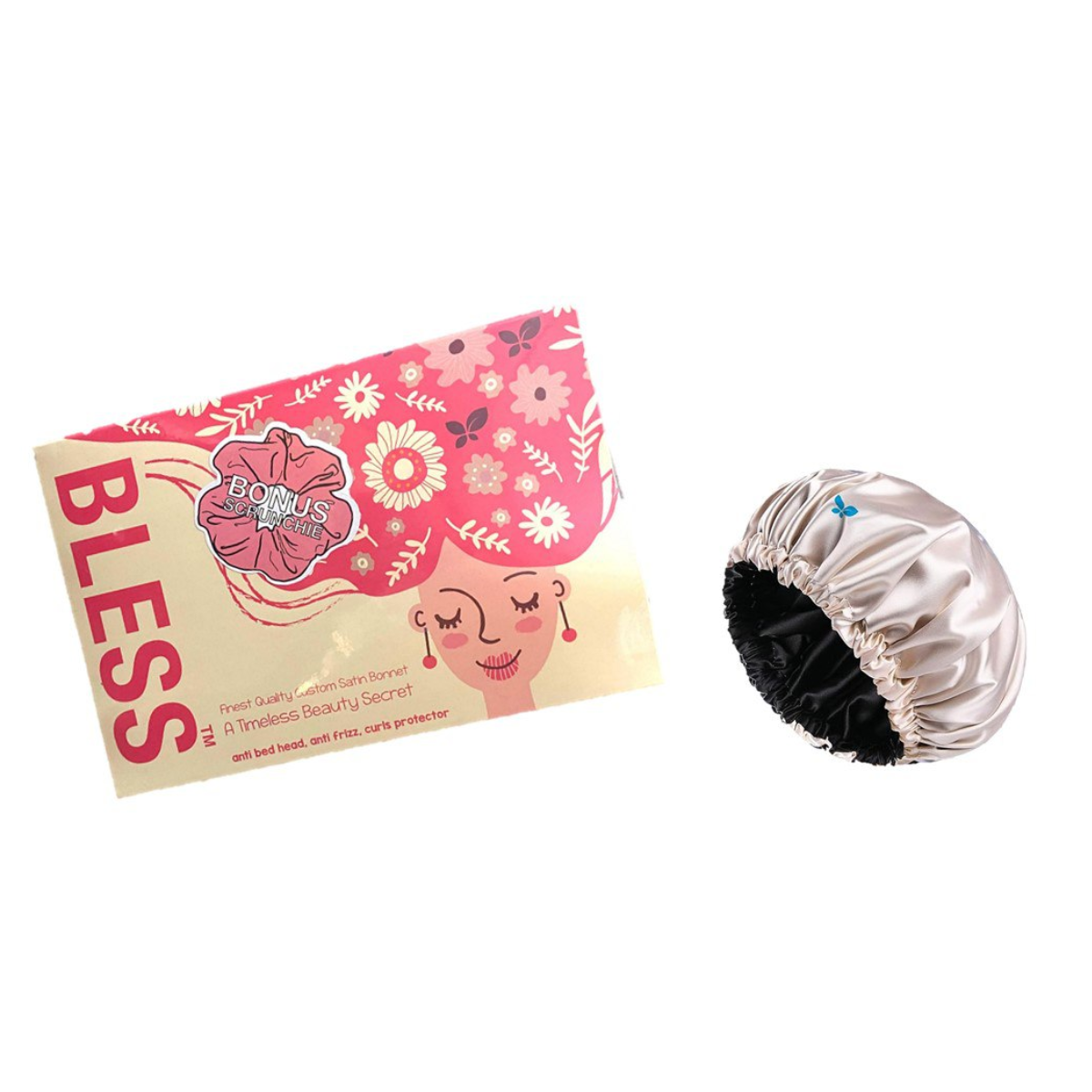 REF_P_0_Bless Satin Bonnet Anti Bed Head, Anti Frizz , Curls Protector