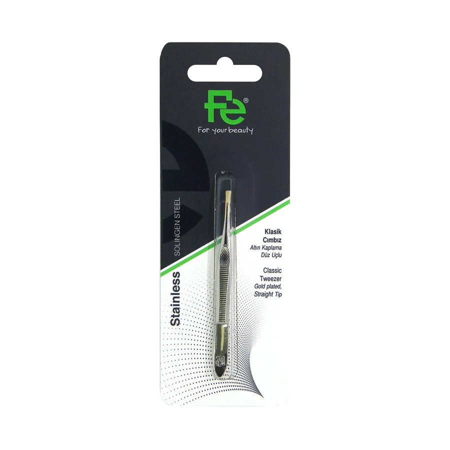 REF_P_0_Fe Classic Tweezer Gold Plated Straight Tip