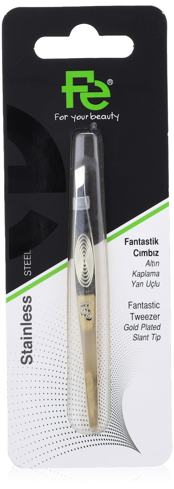 REF_P_0_Fe Elegance Tweezer Golden Plated Slant Tip