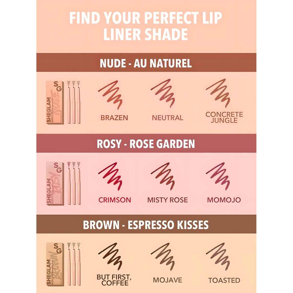 Sheglam Lip Liner Set Brown