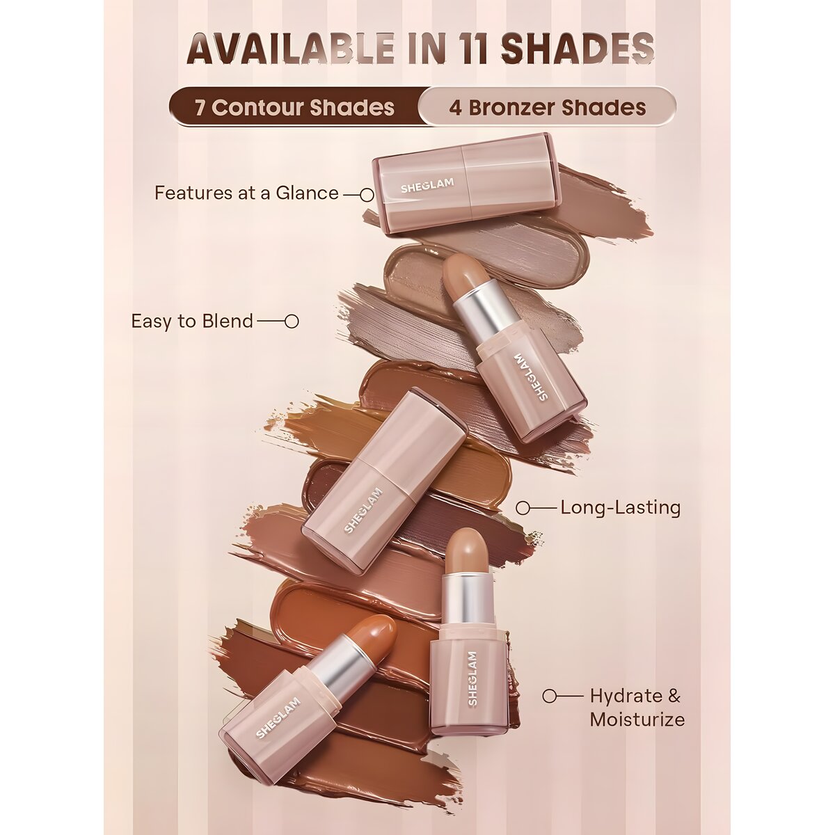 Sheglam contour&bronzer stick soft tan no.01